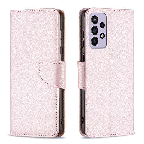 Custodia Portafoglio In Pelle Cover con Supporto B06F per Samsung Galaxy A73 5G Oro Rosa