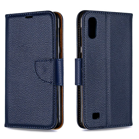 Custodia Portafoglio In Pelle Cover con Supporto B06F per Samsung Galaxy M10 Blu