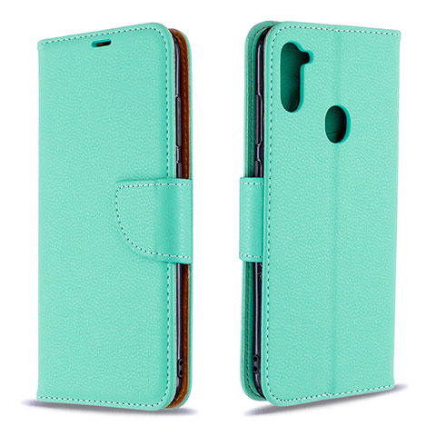 Custodia Portafoglio In Pelle Cover con Supporto B06F per Samsung Galaxy M11 Verde