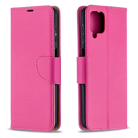 Custodia Portafoglio In Pelle Cover con Supporto B06F per Samsung Galaxy M12 Rosa Caldo