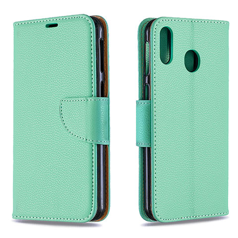 Custodia Portafoglio In Pelle Cover con Supporto B06F per Samsung Galaxy M20 Verde