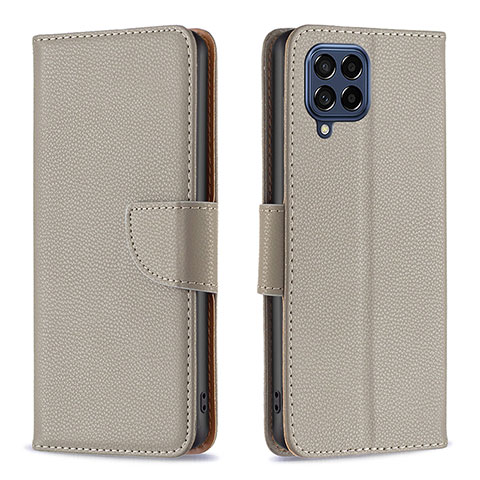 Custodia Portafoglio In Pelle Cover con Supporto B06F per Samsung Galaxy M53 5G Grigio