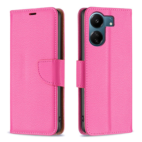 Custodia Portafoglio In Pelle Cover con Supporto B06F per Xiaomi Poco C65 Rosa Caldo