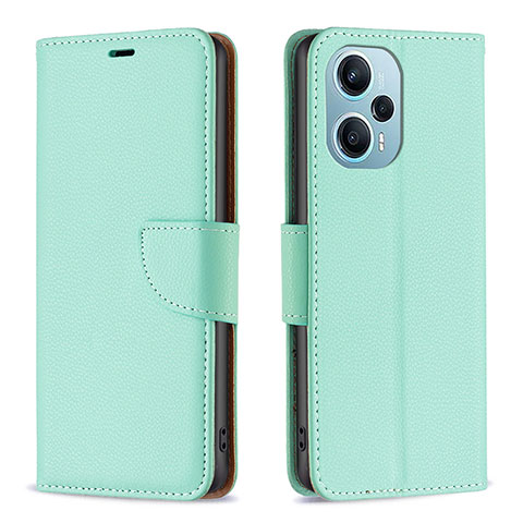 Custodia Portafoglio In Pelle Cover con Supporto B06F per Xiaomi Poco F5 5G Verde