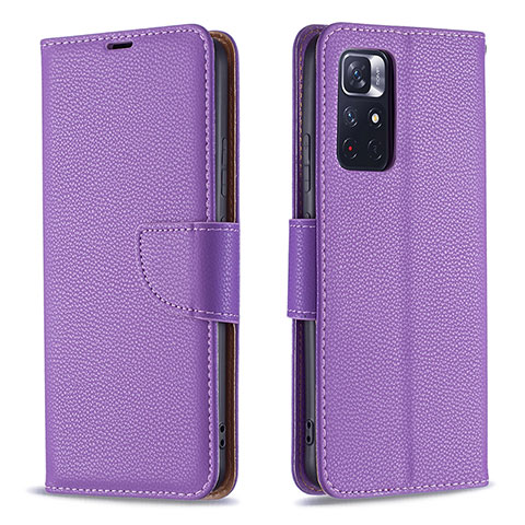 Custodia Portafoglio In Pelle Cover con Supporto B06F per Xiaomi Poco M4 Pro 5G Viola