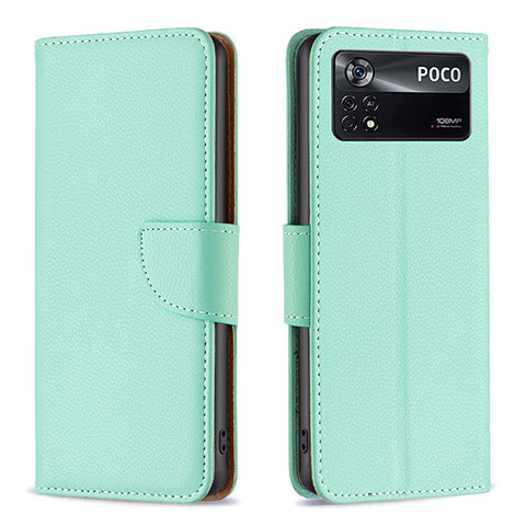 Custodia Portafoglio In Pelle Cover con Supporto B06F per Xiaomi Poco X4 Pro 5G Verde