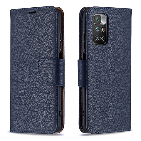 Custodia Portafoglio In Pelle Cover con Supporto B06F per Xiaomi Redmi 10 (2022) Blu