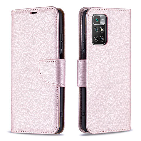 Custodia Portafoglio In Pelle Cover con Supporto B06F per Xiaomi Redmi 10 (2022) Oro Rosa