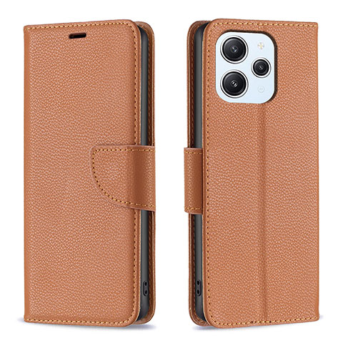 Custodia Portafoglio In Pelle Cover con Supporto B06F per Xiaomi Redmi 12 4G Marrone