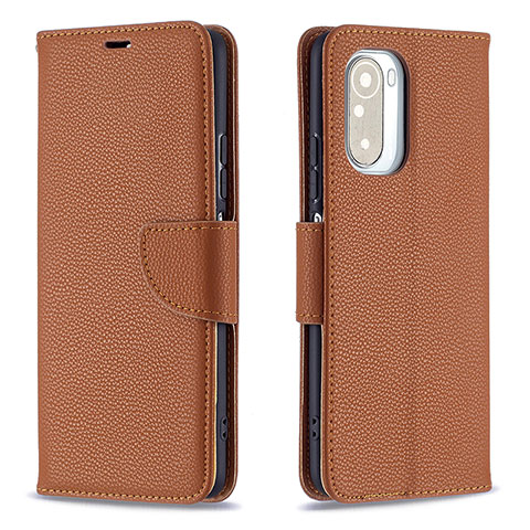 Custodia Portafoglio In Pelle Cover con Supporto B06F per Xiaomi Redmi K40 Pro 5G Marrone