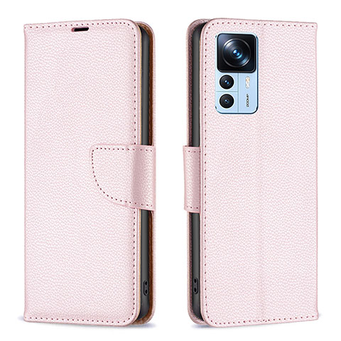 Custodia Portafoglio In Pelle Cover con Supporto B06F per Xiaomi Redmi K50 Ultra 5G Oro Rosa