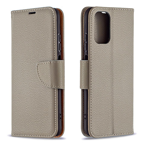 Custodia Portafoglio In Pelle Cover con Supporto B06F per Xiaomi Redmi Note 10 4G Grigio