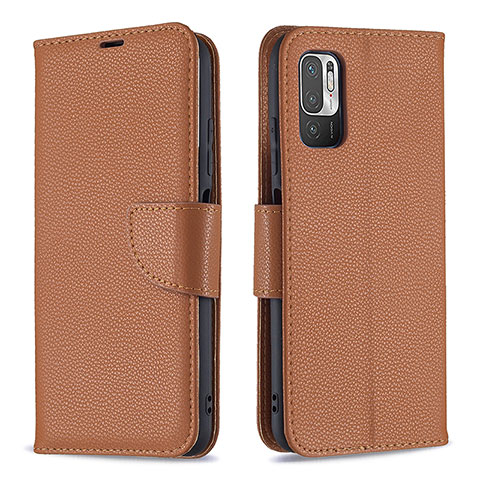 Custodia Portafoglio In Pelle Cover con Supporto B06F per Xiaomi Redmi Note 10 5G Marrone