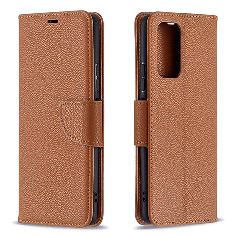 Custodia Portafoglio In Pelle Cover con Supporto B06F per Xiaomi Redmi Note 10 Pro 4G Marrone