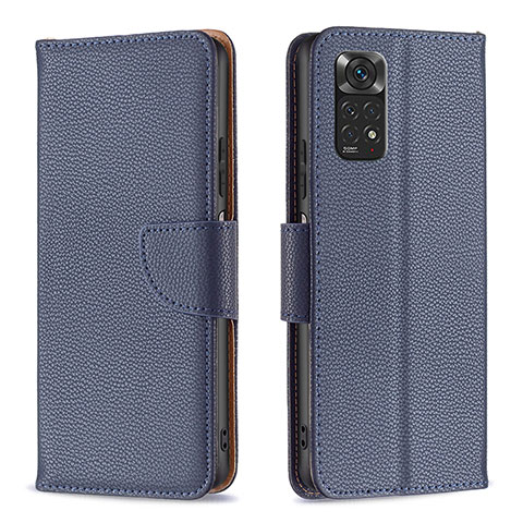 Custodia Portafoglio In Pelle Cover con Supporto B06F per Xiaomi Redmi Note 11 4G (2022) Blu