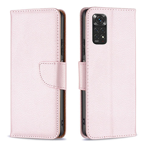 Custodia Portafoglio In Pelle Cover con Supporto B06F per Xiaomi Redmi Note 11 4G (2022) Oro Rosa