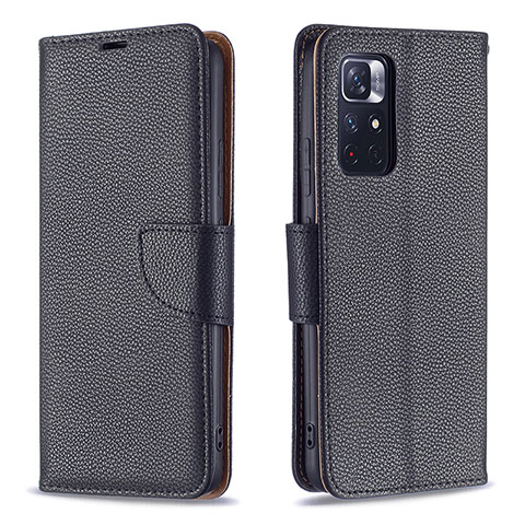 Custodia Portafoglio In Pelle Cover con Supporto B06F per Xiaomi Redmi Note 11 5G Nero