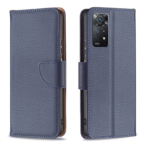 Custodia Portafoglio In Pelle Cover con Supporto B06F per Xiaomi Redmi Note 11 Pro 4G Blu