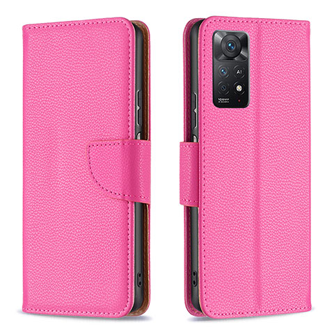 Custodia Portafoglio In Pelle Cover con Supporto B06F per Xiaomi Redmi Note 11 Pro 4G Rosa Caldo