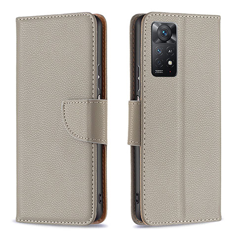 Custodia Portafoglio In Pelle Cover con Supporto B06F per Xiaomi Redmi Note 11 Pro 5G Grigio