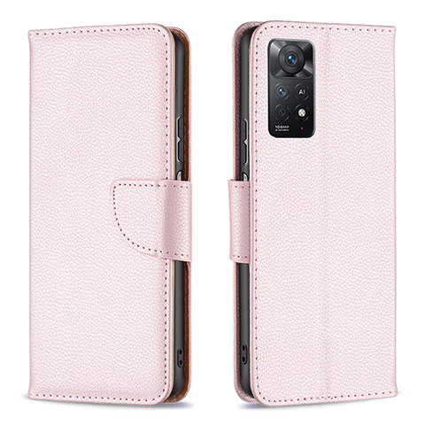 Custodia Portafoglio In Pelle Cover con Supporto B06F per Xiaomi Redmi Note 11 Pro 5G Oro Rosa