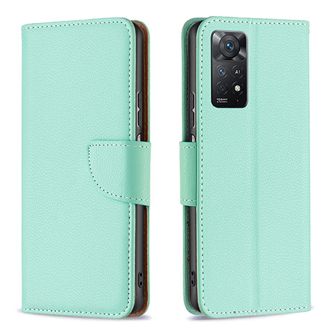 Custodia Portafoglio In Pelle Cover con Supporto B06F per Xiaomi Redmi Note 11 Pro 5G Verde