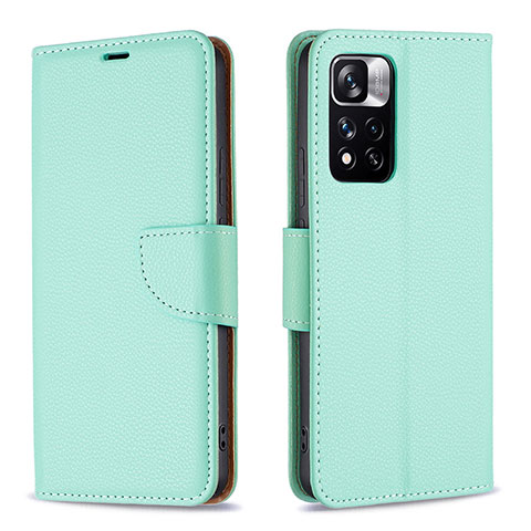 Custodia Portafoglio In Pelle Cover con Supporto B06F per Xiaomi Redmi Note 11 Pro+ Plus 5G Verde