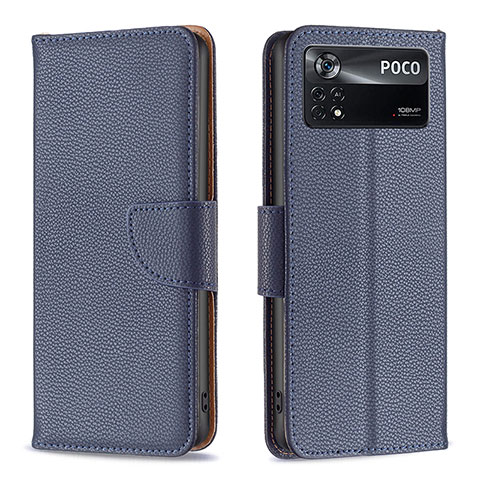 Custodia Portafoglio In Pelle Cover con Supporto B06F per Xiaomi Redmi Note 11E Pro 5G Blu