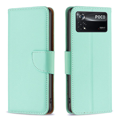 Custodia Portafoglio In Pelle Cover con Supporto B06F per Xiaomi Redmi Note 11E Pro 5G Verde