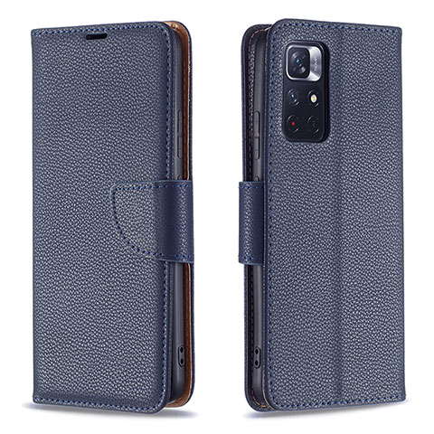 Custodia Portafoglio In Pelle Cover con Supporto B06F per Xiaomi Redmi Note 11S 5G Blu