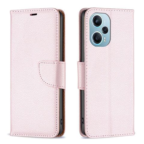 Custodia Portafoglio In Pelle Cover con Supporto B06F per Xiaomi Redmi Note 12 Turbo 5G Oro Rosa