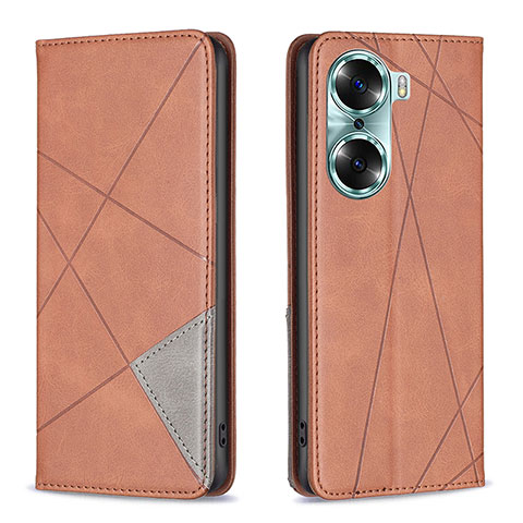 Custodia Portafoglio In Pelle Cover con Supporto B07F per Huawei Honor 60 Pro 5G Marrone