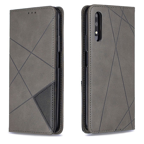 Custodia Portafoglio In Pelle Cover con Supporto B07F per Huawei P Smart Z (2019) Grigio