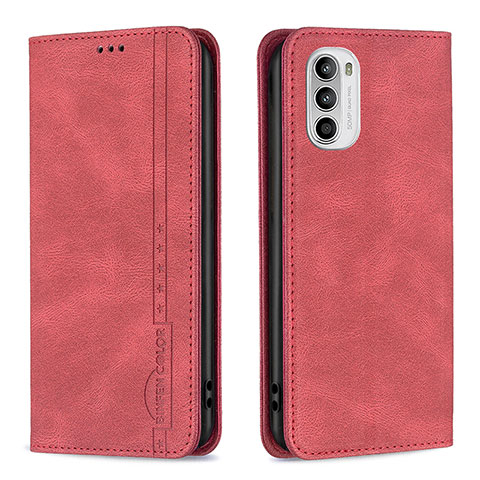 Custodia Portafoglio In Pelle Cover con Supporto B07F per Motorola Moto Edge (2022) 5G Rosso