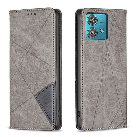 Custodia Portafoglio In Pelle Cover con Supporto B07F per Motorola Moto Edge 40 Neo 5G Grigio