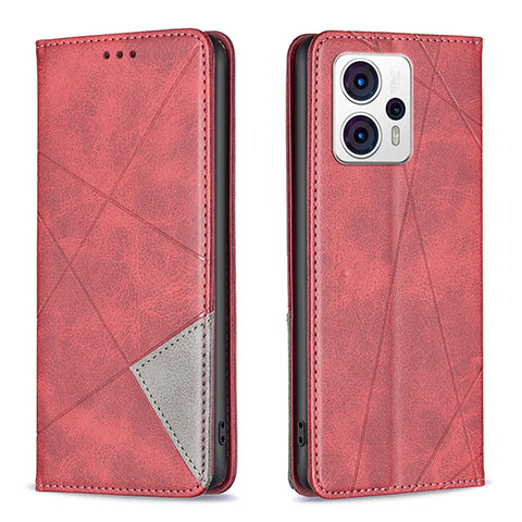 Custodia Portafoglio In Pelle Cover con Supporto B07F per Motorola Moto G13 Rosso