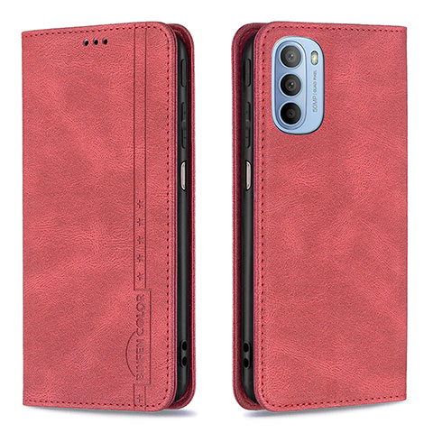 Custodia Portafoglio In Pelle Cover con Supporto B07F per Motorola Moto G31 Rosso