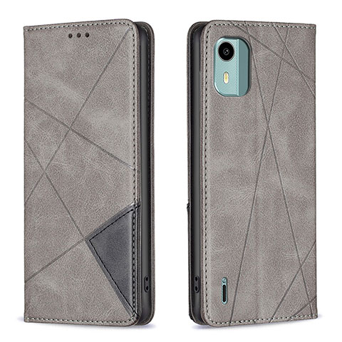 Custodia Portafoglio In Pelle Cover con Supporto B07F per Nokia C12 Grigio