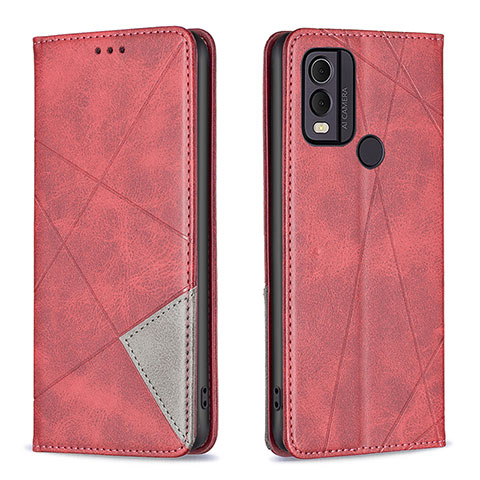 Custodia Portafoglio In Pelle Cover con Supporto B07F per Nokia C22 Rosso