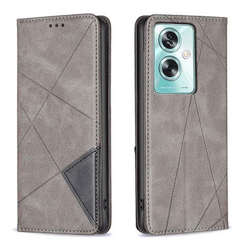 Custodia Portafoglio In Pelle Cover con Supporto B07F per Oppo A2 5G Grigio