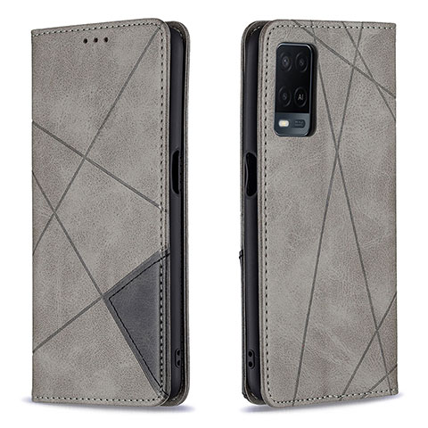 Custodia Portafoglio In Pelle Cover con Supporto B07F per Oppo A54 4G Grigio