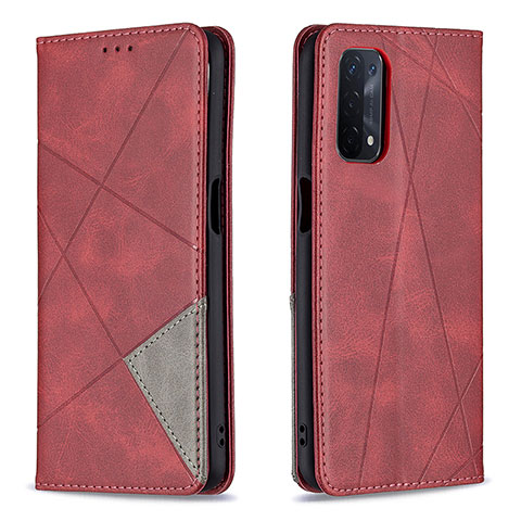 Custodia Portafoglio In Pelle Cover con Supporto B07F per Oppo A54 5G Rosso