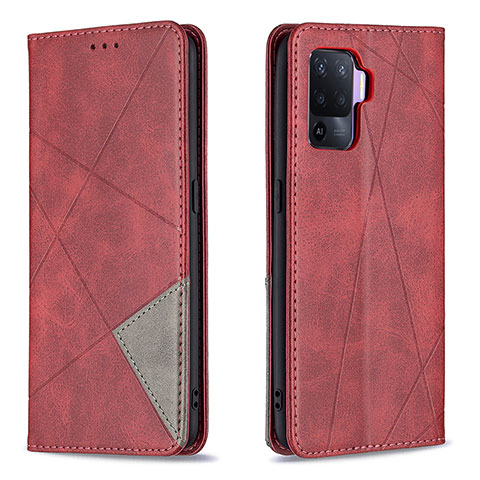 Custodia Portafoglio In Pelle Cover con Supporto B07F per Oppo Reno5 F Rosso