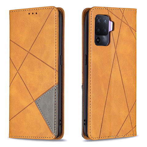 Custodia Portafoglio In Pelle Cover con Supporto B07F per Oppo Reno5 Lite Marrone Chiaro