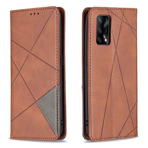 Custodia Portafoglio In Pelle Cover con Supporto B07F per Oppo Reno6 Lite Marrone