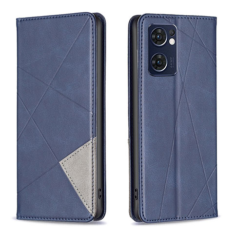 Custodia Portafoglio In Pelle Cover con Supporto B07F per Oppo Reno7 5G Blu