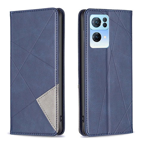 Custodia Portafoglio In Pelle Cover con Supporto B07F per Oppo Reno7 Pro 5G Blu