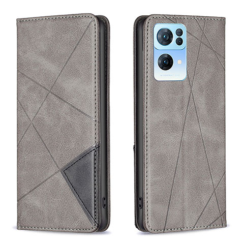 Custodia Portafoglio In Pelle Cover con Supporto B07F per Oppo Reno7 Pro 5G Grigio