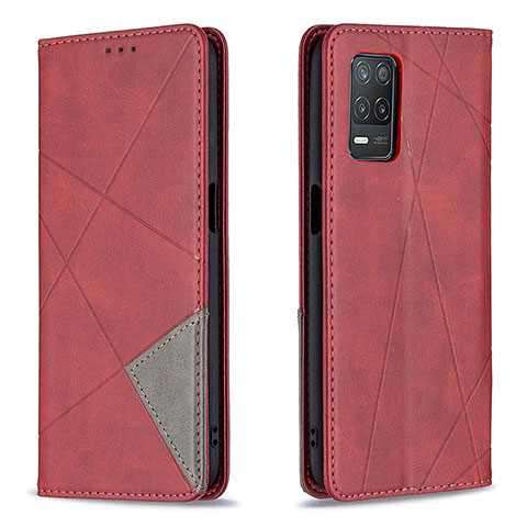 Custodia Portafoglio In Pelle Cover con Supporto B07F per Realme 8 5G Rosso