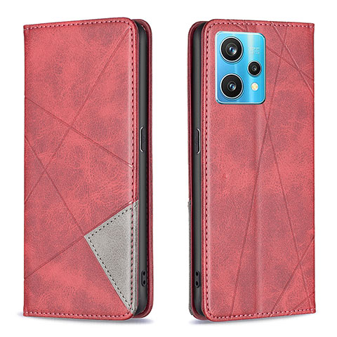 Custodia Portafoglio In Pelle Cover con Supporto B07F per Realme 9 4G Rosso